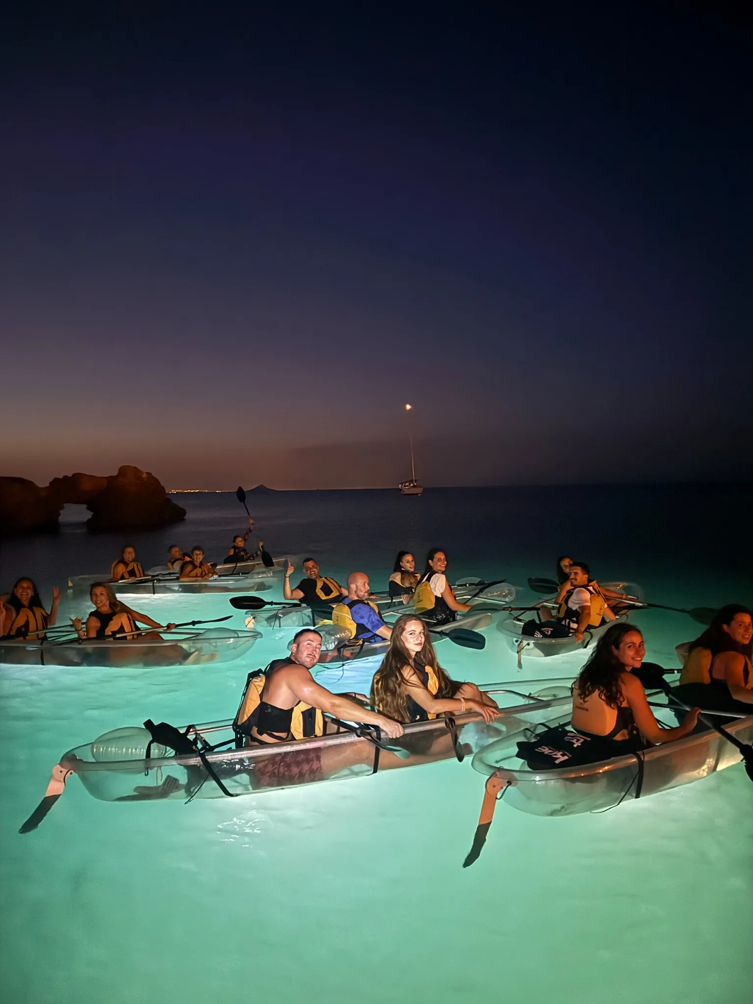 Kayak nocturno faro Cabo de Palos